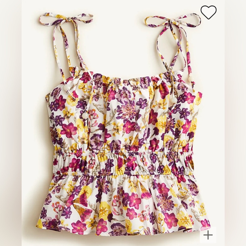Floral Ruffle tie shoulder tank top